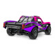 Mini Slash RC truck – pink body, waterproof electronics, and extended chassis for stable handling