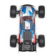 Top view of Arrma 1/16 Mini Kraton 3S DSC 4X4 RTR showing red, blue and white body graphics, large treaded tyres and 3S and Arrma branding