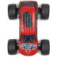 Top view of ARRMA Gorgon RC truck showing “DARE TO STARE” and snake-themed GORGON hood graphics