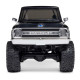 Front view of Axial SCX30 Chevrolet K10 RC truck showing chrome grille, blue bowtie emblem, and rugged tires