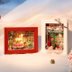 Robotime Rolife Christmas Eve Party 3D Puzzle with pudding, layer cake, and Santa mug hot chocolate