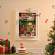 Robotime Rolife Santa's Toy Shop 3D Wooden Puzzle with festive red door and glowing lantern