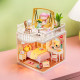 Rolife Sunny Break Terrace – DIY Miniature Balcony Scene with Bistro Table and Potted Plant