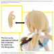 Bandai 30MS Option Hair Style set showing interchangeable blonde hair parts being swapped.