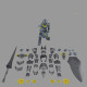 Bandai 30MF Rosan Lancer model kit full parts layout with armor, shield and lance.
