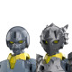 Bandai 30MF Rosan Lancer model kit heads with two interchangeable mask designs.