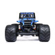 Losi LMT 2.0 Grave Digger Monster Truck with flip-top cage, LED headlights, and driver figure