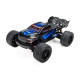 Pro-Line Racing 1/16 Pre-Cut Brute Black Body fitted to Arrma Mini Kraton showing black and blue livery, rugged off-road tyres and detailed front grille